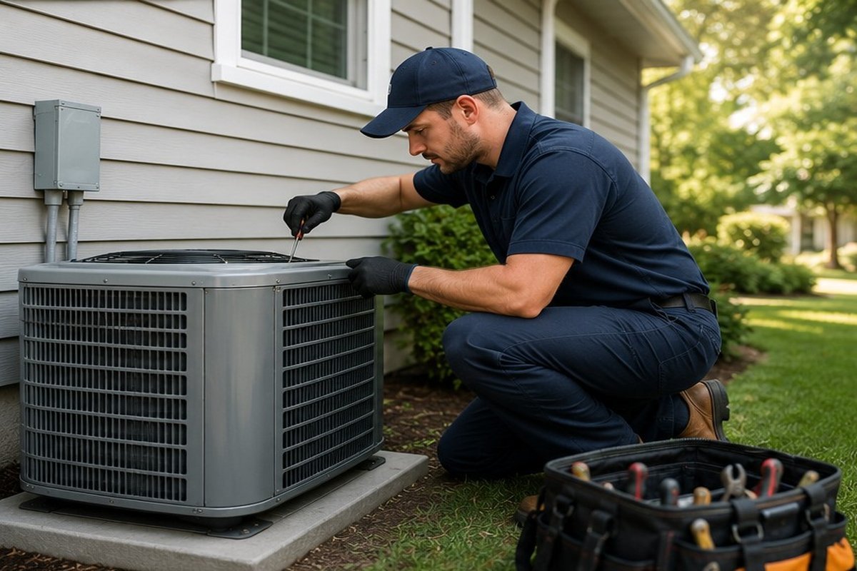 HVAC outdoor unit outside a residential home in Florida
